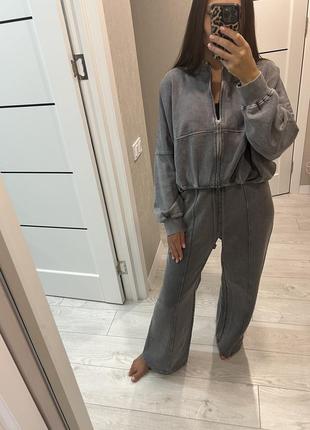 Спортивний костюм zara на флісі xs s m l оригінал  чорний молочний графіт сірий бєж