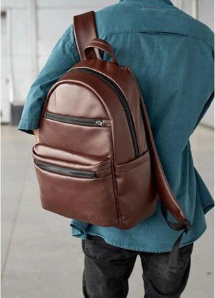 Рюкзак коричневый мужской большой для ноутбука кожа эко 725058020m
