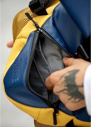 Рюкзак жовто-синій чоловічий стильний спортивний повсякденний для ноутбука еко шкіра 727151116rm5 фото