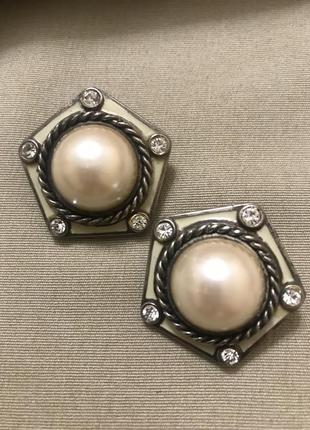 Невероятно красивые клипсы с жемчужиной винтаж