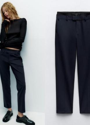 Брюки zara с атласной вставкой