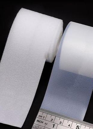 Микро липучка 5 см лента пришивная мягкая памперсная застежка полупрозрачная2 фото