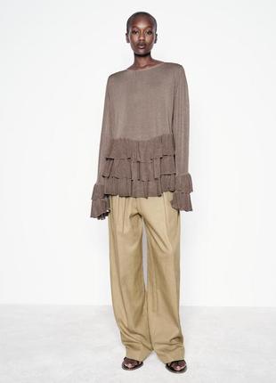 Свитер серый с воланами zara new