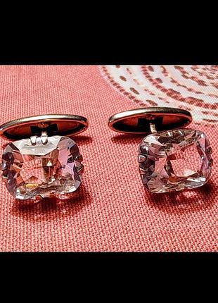 Чоловічі срібні запонки з гірським кришталем 875° із зіркою, ссер