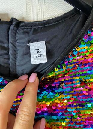 Яркое праздничное платье в пайетках для девочки 11 лет 146 см tu kids