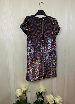 Яркое праздничное платье в пайетках для девочки 11 лет 146 см tu kids
