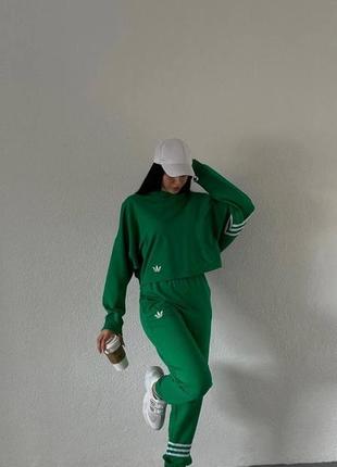 Жіночий однотонний спортивний костюм adidas з капюшоном із тканини двонитка люкс розміри 42-463 фото