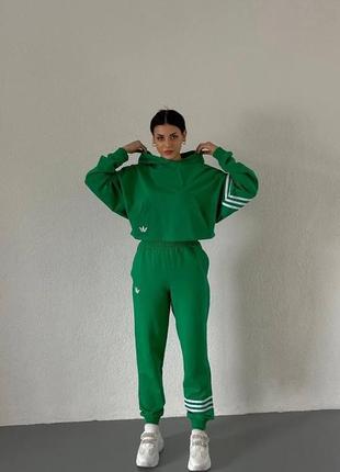 Жіночий однотонний спортивний костюм adidas з капюшоном із тканини двонитка люкс розміри 42-462 фото