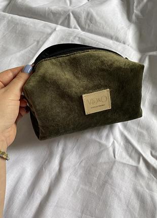 Косметичка велюрова хакі