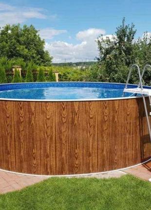Каркасний басейн azuro wood 402 dl (4,6 х 1,2 м) пісочний фільтр, плівка блакитна3 фото