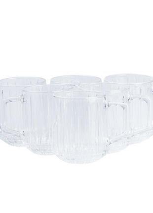 Набір кухлів, набір скляних чашок 6 шт. по 310 мл, матеріал: прозоре скло, світло: прозорий1 фото