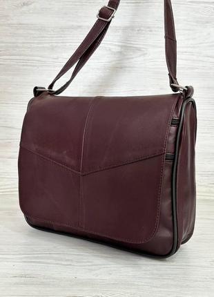 Жіноча сумка темно-бордова натуральна шкіра 104012