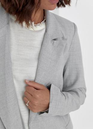 Классический женский пиджак без застежки - светло-серый цвет, m (есть размеры)6 фото