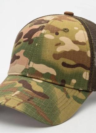 Летняя тактическая бейсболка мультикам с сеткой тракер кепка рип стоп с гербом, l / 57-58