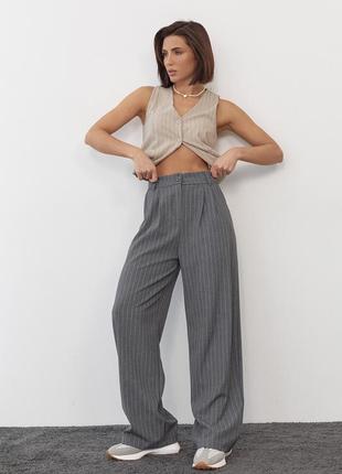 Женские брюки в полоску - серый цвет, l (есть размеры)3 фото