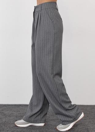 Женские брюки в полоску - серый цвет, l (есть размеры)5 фото