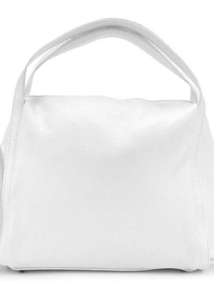 Кожаная мягкая белая сумка италия 71041w3 фото