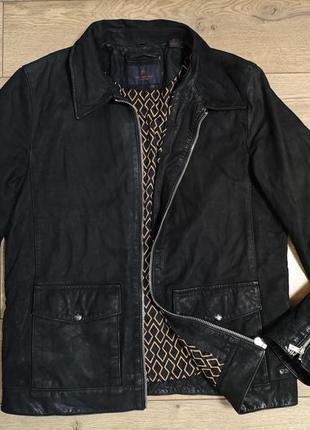Scotch & soda куртка xl мужская черная авиатор бомбер кожаная натуральная кожа нубук осенняя