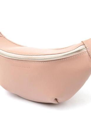 Жіноча шкіряна сумка-бананка на пояс рожева якісна 7113591 фото