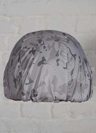 Зимний камуфляжный чехол на шлем с ушами "стандарт" в белом мультикаме. защитный кавер oxford rty