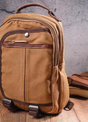 Рюкзак светлый коричневый унисекс стильный ткань текстиль 7212574 фото