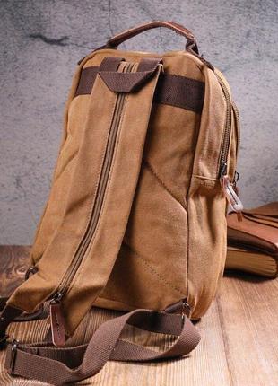 Рюкзак светлый коричневый унисекс стильный ткань текстиль 7212573 фото