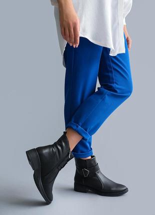 Ботинки женские зимние кожаные модные стильные пряжка ремешок низкий каблук3 фото