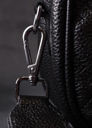 Кожаная стеганая женская сумка сумочка через плечо стильная кросс-боди черная 7223948 фото