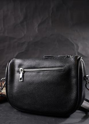 Кожаная стеганая женская сумка сумочка через плечо стильная кросс-боди черная 7223942 фото