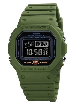 Чоловічий наручний електронний годинник skmei 1628 зелений з чорним