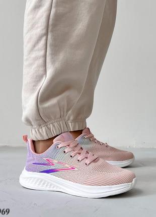 Рожеві персикові жіночі спортивні кросівки тканеві текстильні1 фото