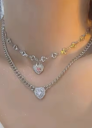 Набір з двох ланцюжків з серцями y2k