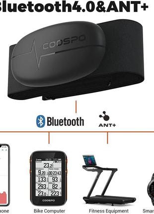 Нагрудний ремінь для пульсометра coospo h6 bluetooth 4.0 ant+ ip67, датчик серцевого ритму3 фото