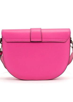 Стильна шкіряна сумочка напівкругла рожева малинова через плече італія 71030vl5 фото