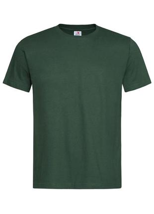 Хлопковая мужская футболка stedman темно зеленая с круглой горловиной и коротким рукавом s5 фото