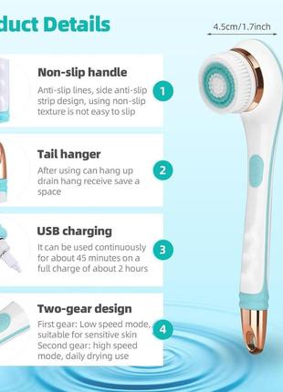 Электрическая щетка для тела, перезаряжаемая электрическая щетка для тела с длинной...