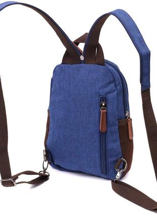 Сумка слинг рюкзак синий одна шлейка компактный маленький тканевый 7221462 фото