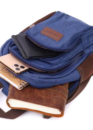 Сумка слинг рюкзак синий одна шлейка компактный маленький тканевый 7221465 фото