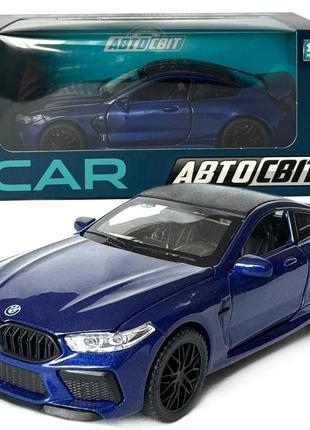 Машинка металева bmw m8 competition coupe бмв синя звук світло інерція відкр двері багажник капот автосвіт 1:32, 14,9*4,9*5,9см