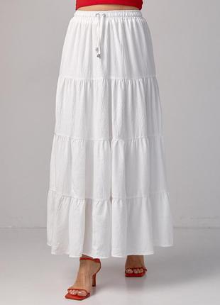 Длинная юбка с воланами - молочный цвет, m (есть размеры)