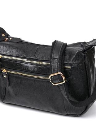 Кожаная женская сумка на плечо стильная черная 720686