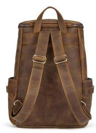 Винтажный кожаный рюкзак с потертостями коричневый мужской5 фото