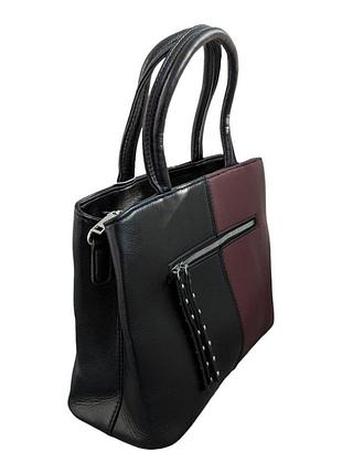 Сумка женска черно-бордовая с двумя ручками 32*25*13