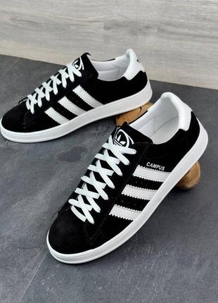 Чоловічі кеди з натурального нубуку в стилі adidas campus преміум якості