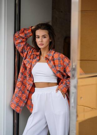 Фланелевая рубашка в клетку с вываренным эффектом