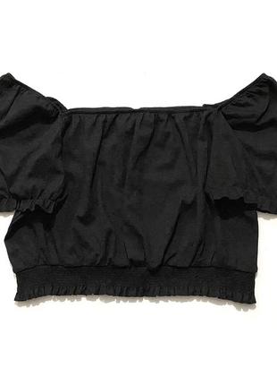 Xl летний топ на резинках блузка черная резинка короткий рукав5 фото