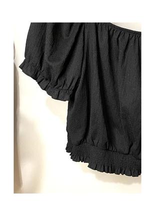 Xl летний топ на резинках блузка черная резинка короткий рукав8 фото