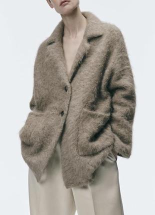 Zara шикарное пальто кардиган альпака
