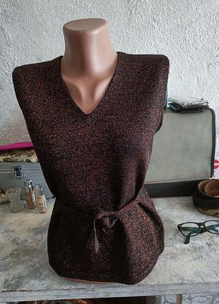 Жилет кофта с люрексом шерсть меринос