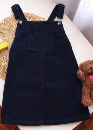 Базовый темно-синий вельветовый сарафан в рубчик matalan 9-10 лет